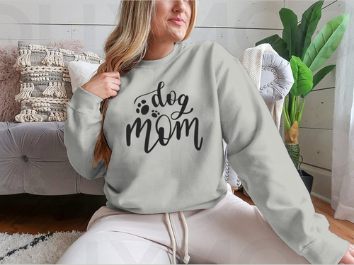 Dog Mom Handwritten Lettering Vector Design for Sweatshirt