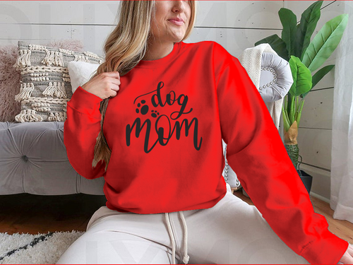 Dog Mom Handwritten Lettering Vector Design for Sweatshirt